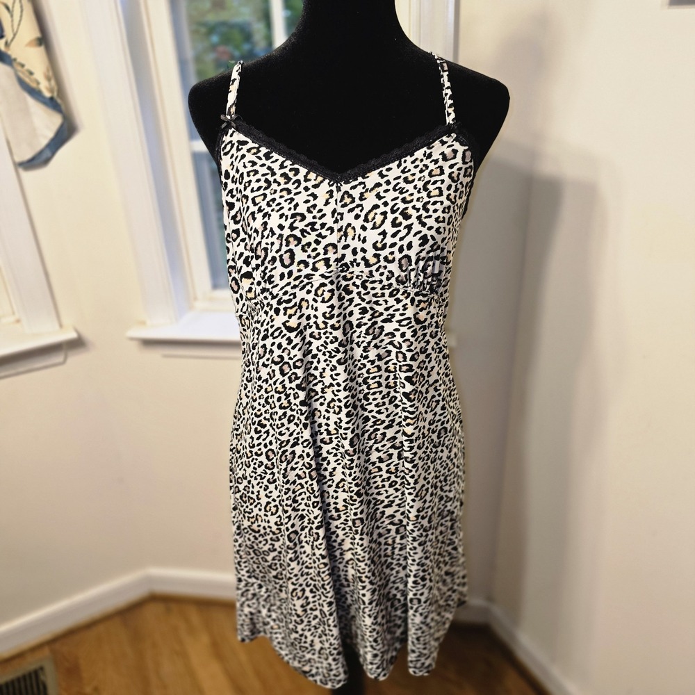Rene Rofe Leopard Print‎ Chemise Slip Nightgown Size Large